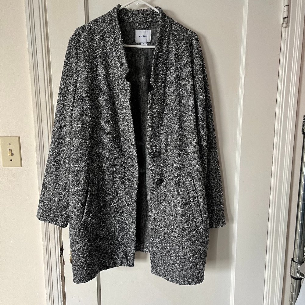 🌟 Old Navy Oversized Cozy Sweater Jacket - Gray, XL, Knee-Length 🌟